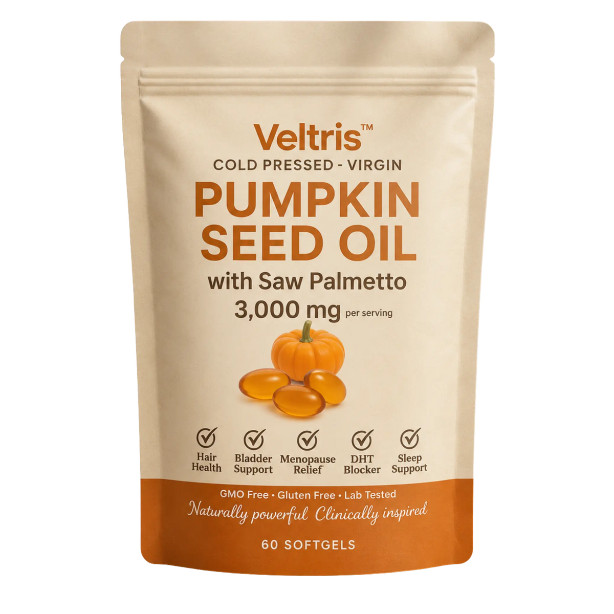 Veltris™ Pumpkin Seed Oil Softgels | Naturally Strengthens Kidney Health and Bladder Comfort from Within